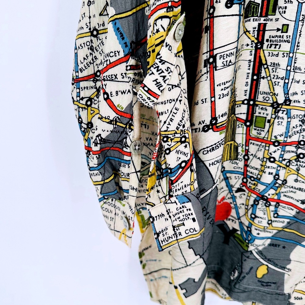 John Mark NYC Subway Map Print Tunic Shirt Womens 3X Multicolor Long Sleeve - Picture 3 of 11